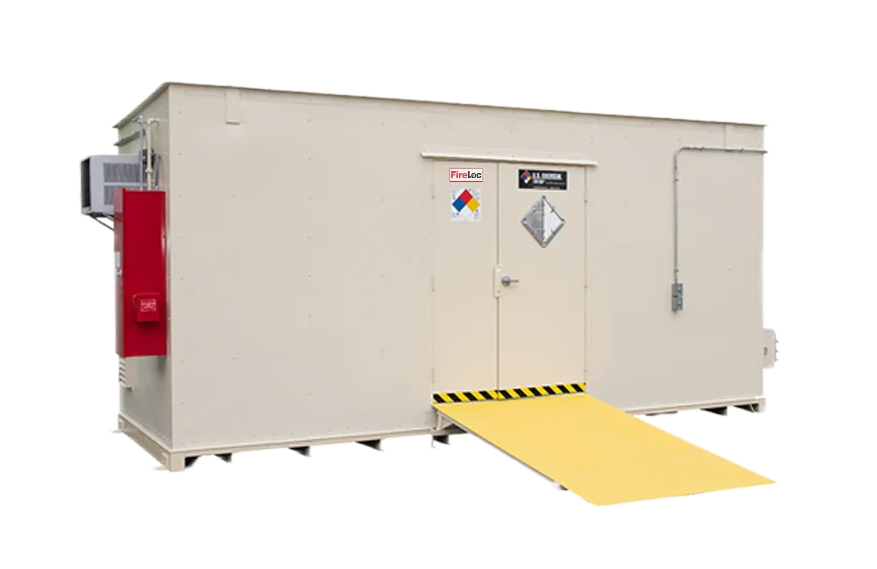 Chemical storage building with access ramp - transparent background