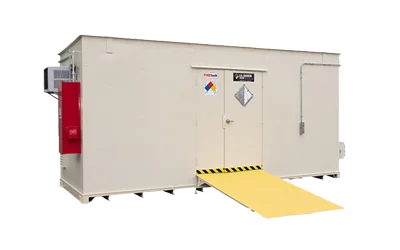 Chemical storage building with access ramp - transparent background