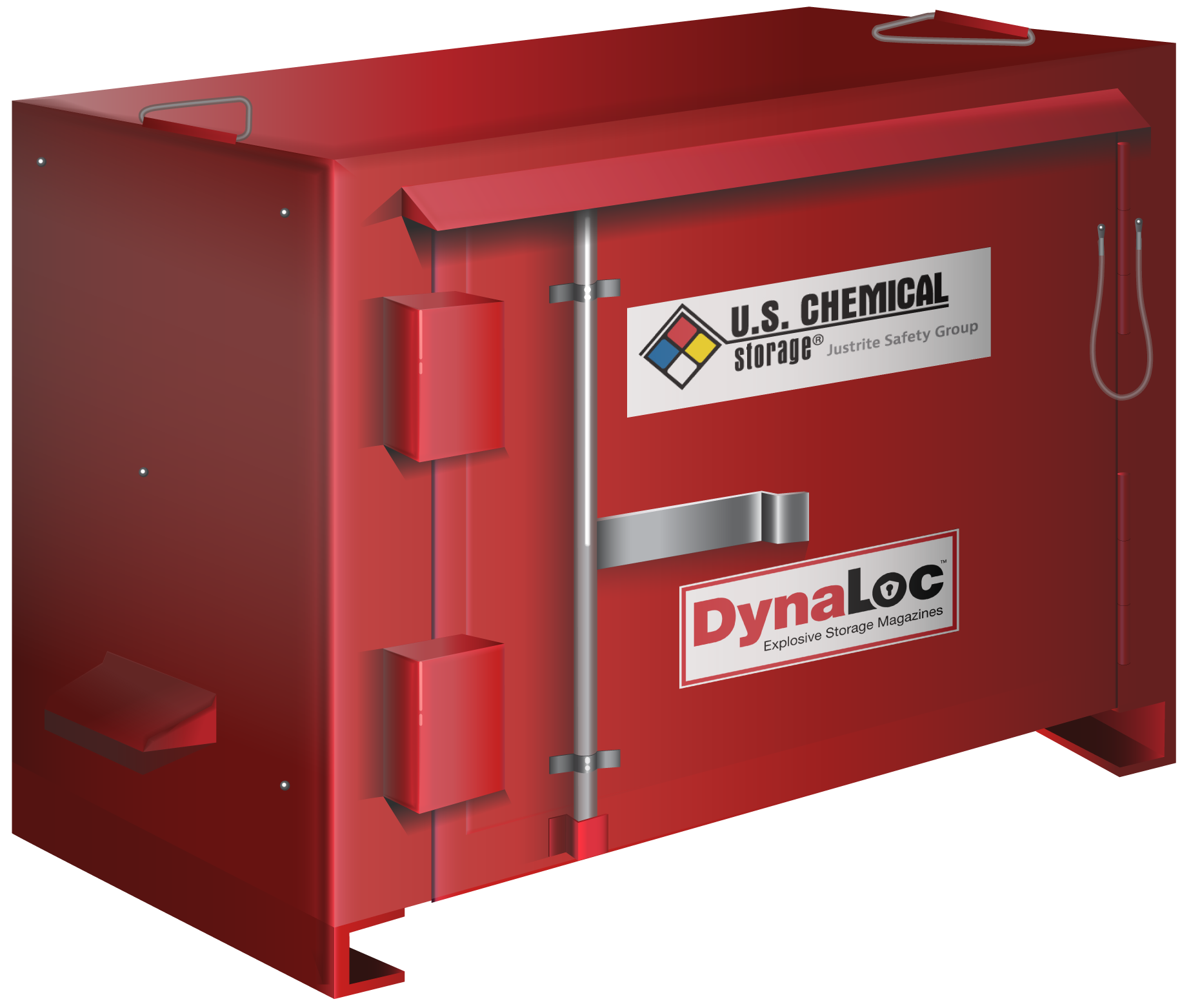 Rendering of a Red DynaLoc Type 2 Outdoor Magazine for Explosive Storage