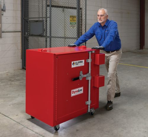 Image of plant operations manager pushing an EL 451 Type 2 Explosive Magazine indoor DynaLoc brand